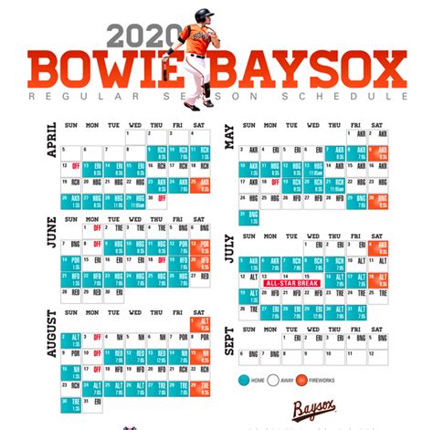 Baysox schedule - Schedule Subject To Change HOME AWAY FIREWORKS Baysox.com | 301-805-6000 DOUBLE A AFFILIATE. Title: Bowie-2023.indd Created Date: 10/23/2022 12:41:55 PM ...